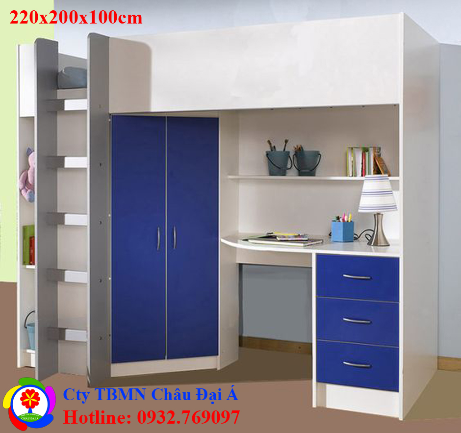 Bộ giường tầng tủ áo bán học cho con