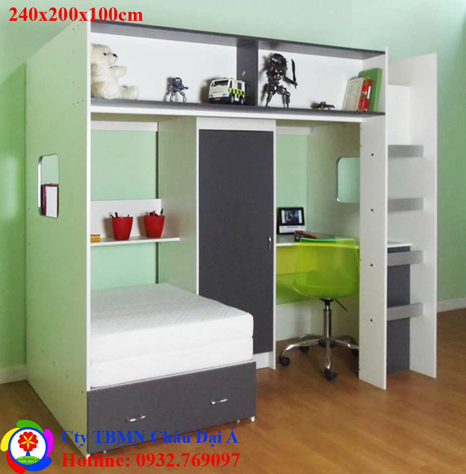 Giường tầng bàn học trẻ đẹp cho con