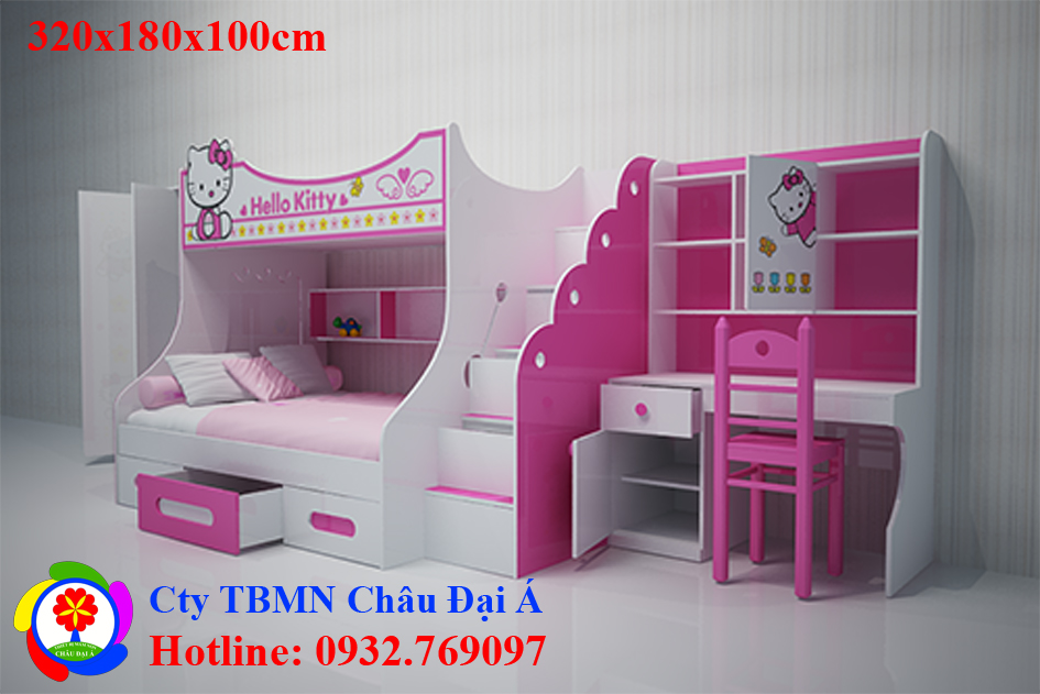 Giường tầng hello Kitty cho trẻ em mẫu 1
