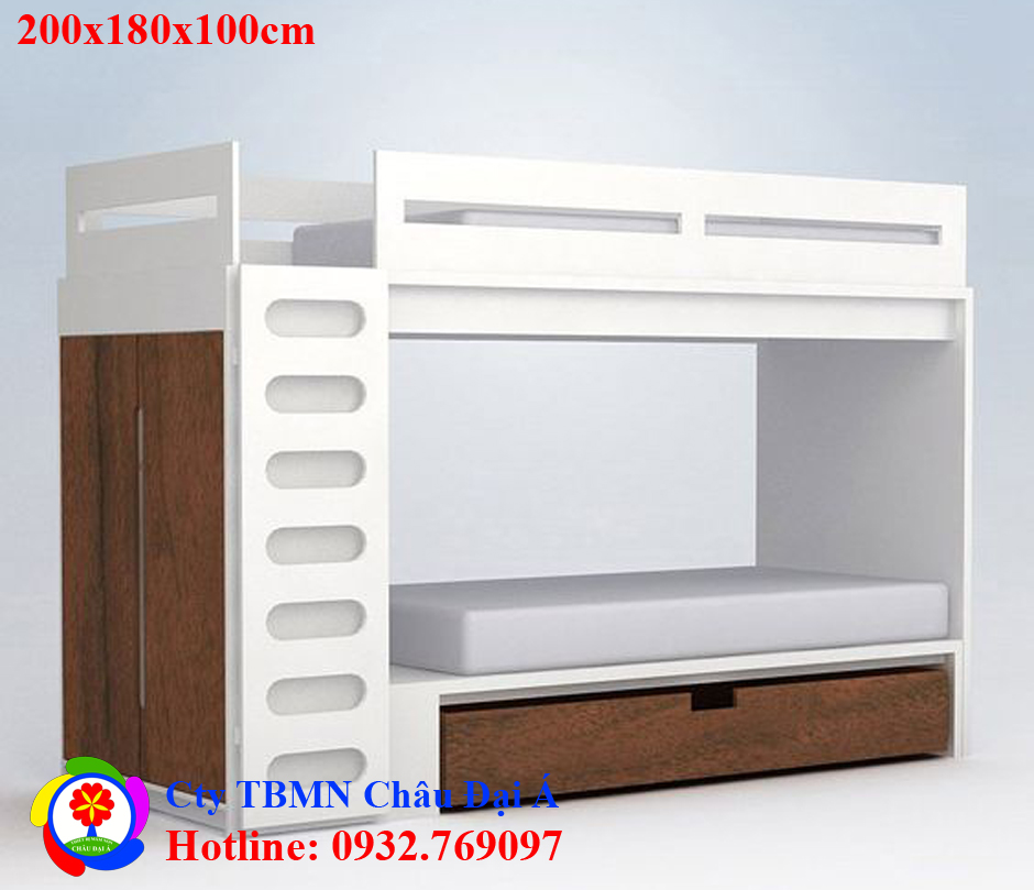Giường tầng tủ áo phong cách hiện đại cho bé