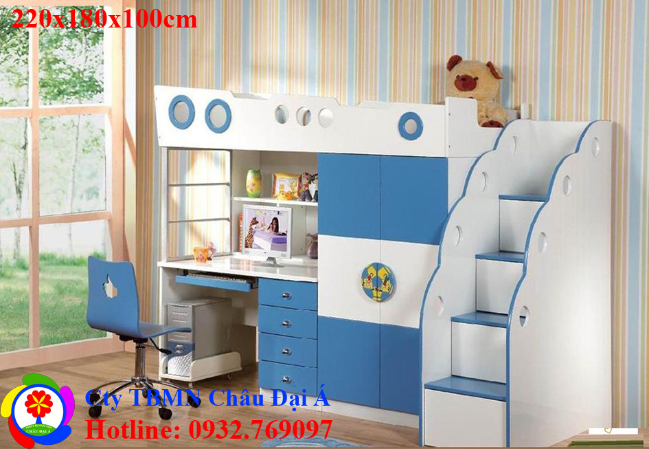 Giường tầng ván MDF sơn màu