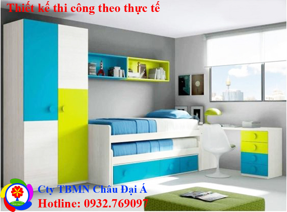 Giường 2 tầng tủ áo
