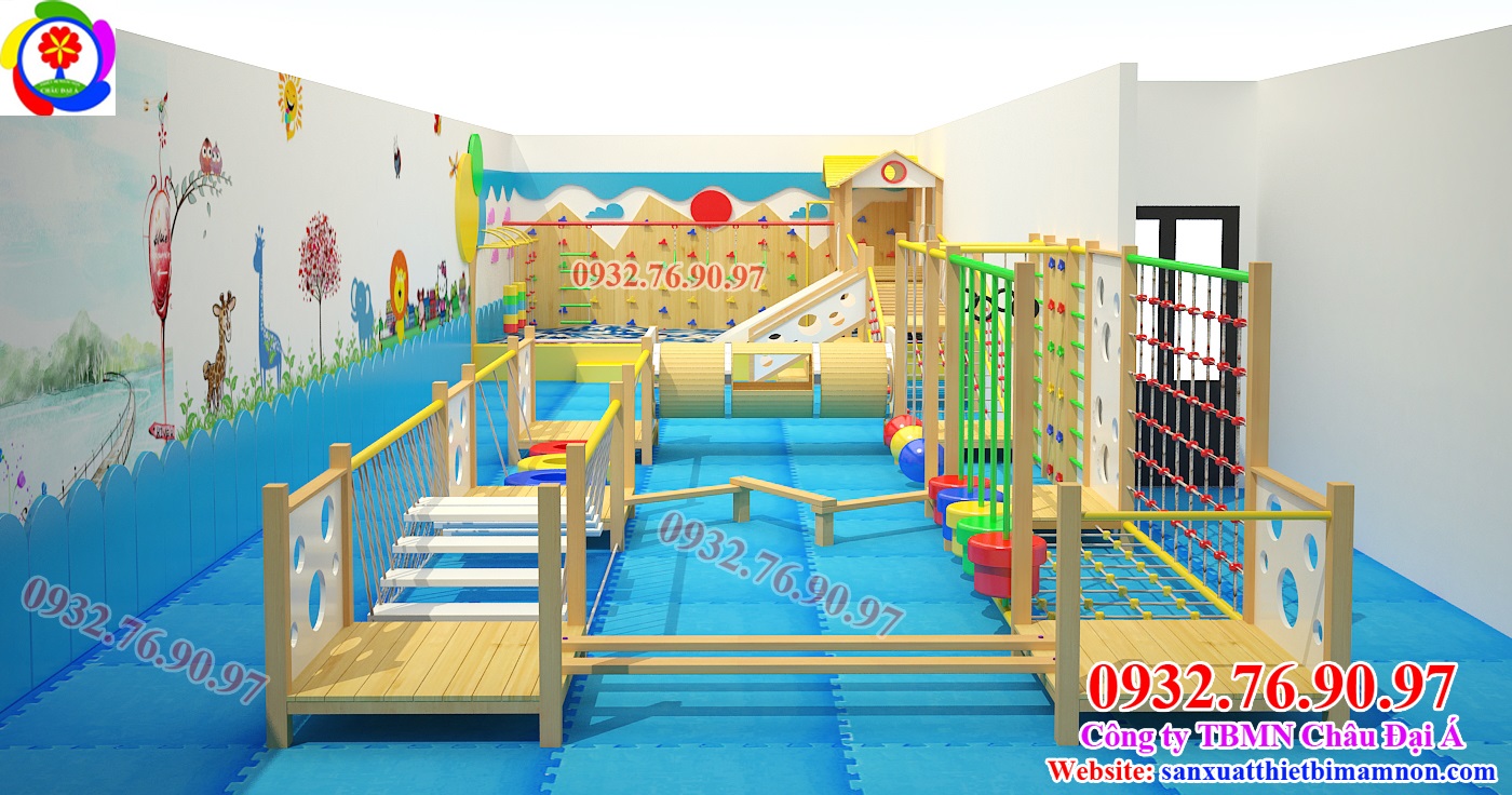 Cầu trượt vận động bằng gỗ