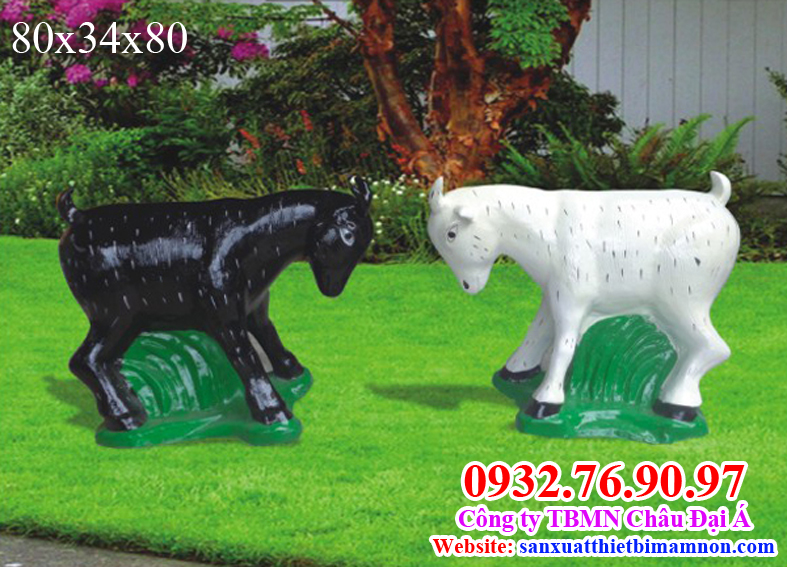 Tượng dê đen dê trắng làm vườn cổ tích