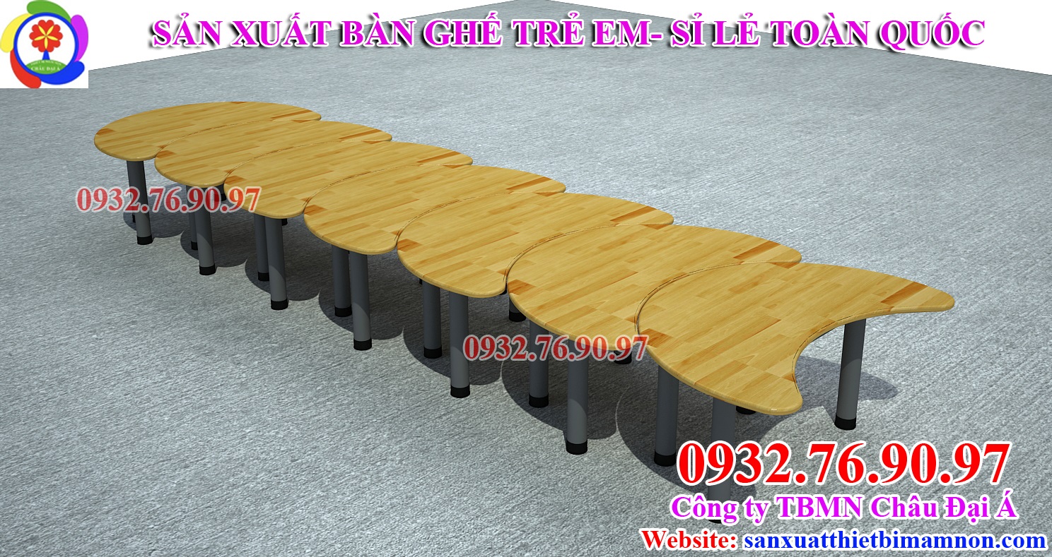 Bàn bán nguyệt ván gỗ cao su