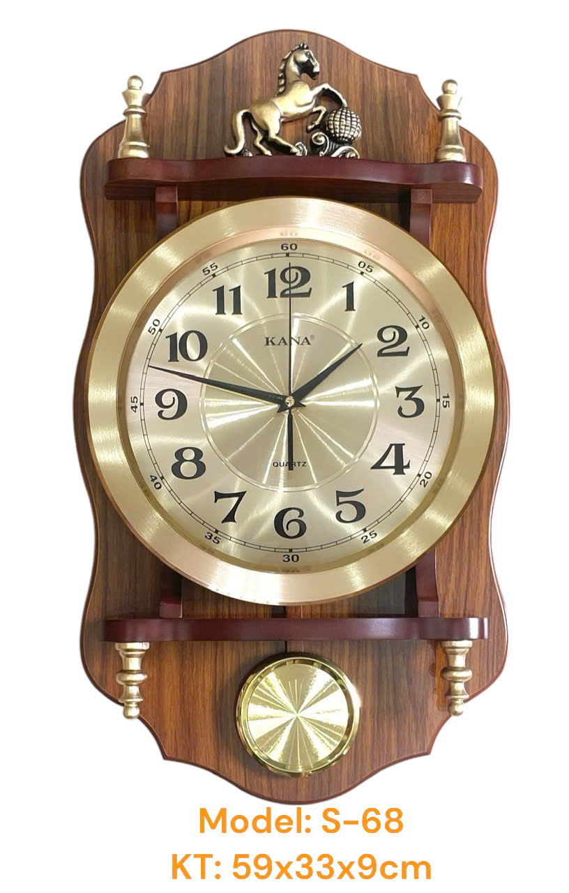 Đồng hồ quả lăc gỗ treo tường KN-S68HT(59x33cm)