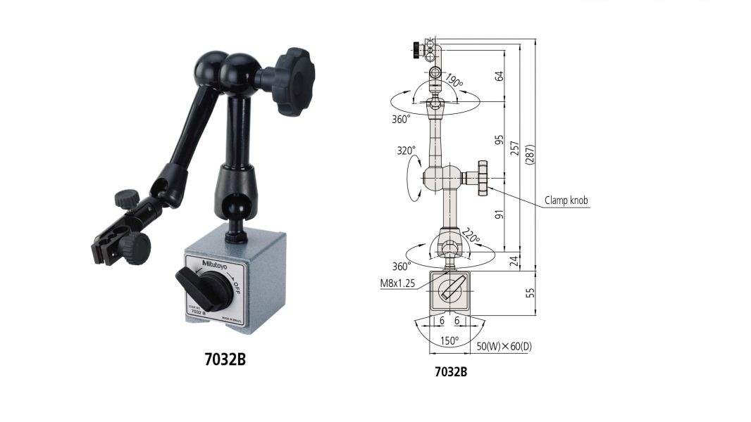 Đế từ gá đồng hồ so 7032B Mitutoyo - Nhật