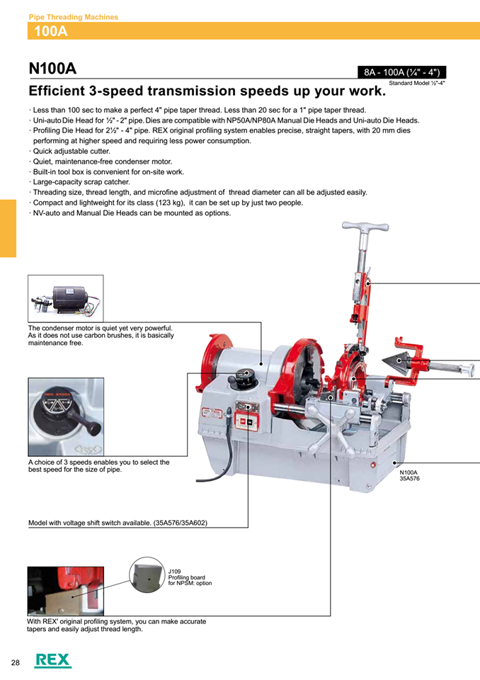 Máy tiện ren ống REX – Nhật N100A