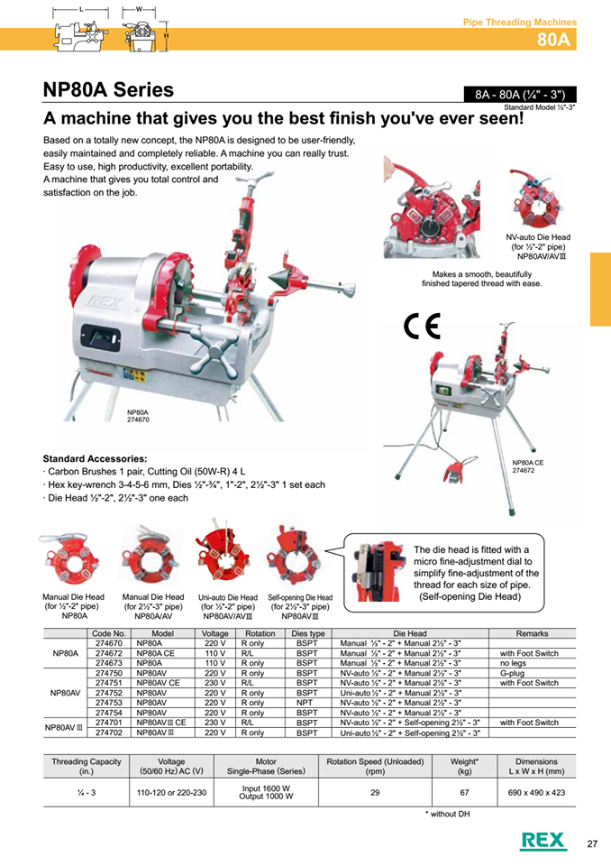 Máy tiện ren ống REX – Nhật NP80A