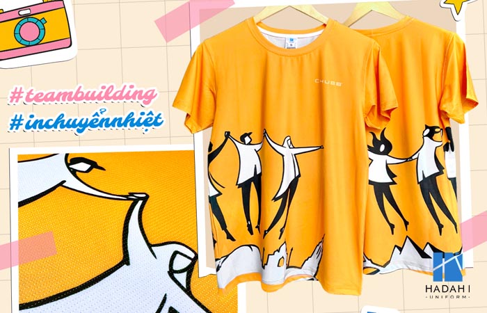 Áo đồng phục nhóm thể thao màu cam