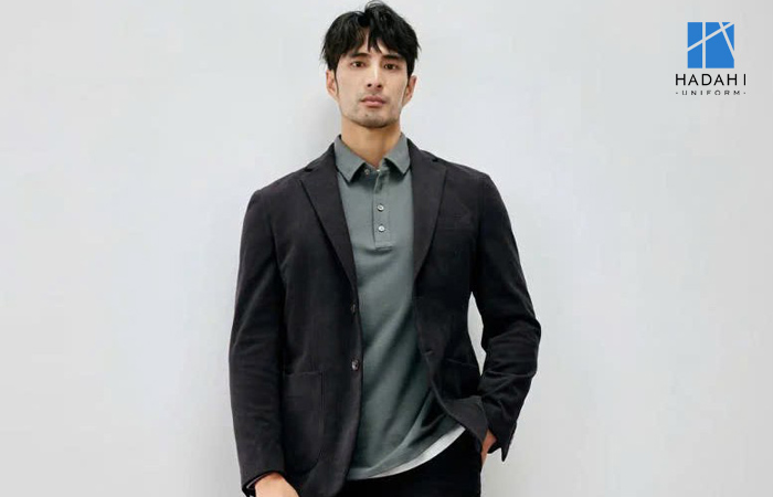 Phối áo polo đồng phục phối màu với blazer