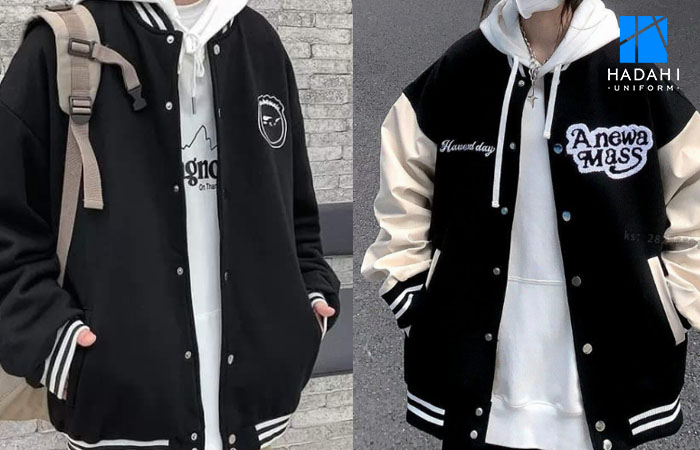 Áo khoác bóng chày đồng phục mix áo hoodie