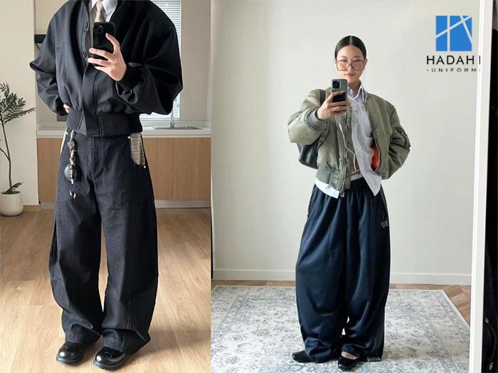 Áo bomber phối với áo sơ mi