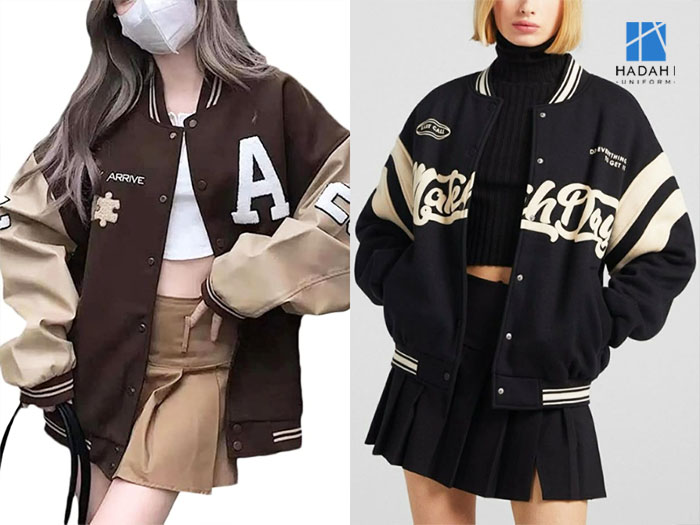 Áo bomber phối với váy ngắn