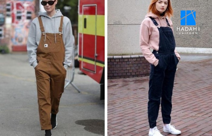 Phối áo hoodie nữ với quần yếm