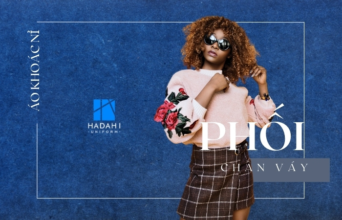 Áo khoác nỉ phối với chân váy