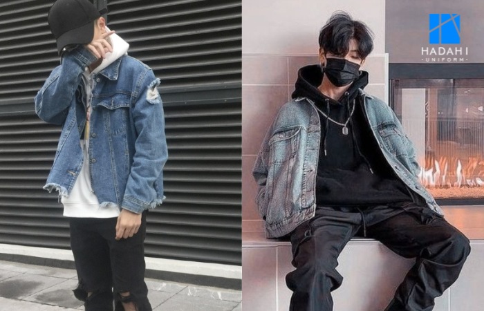 Phối áo hoodie với áo khoác denim