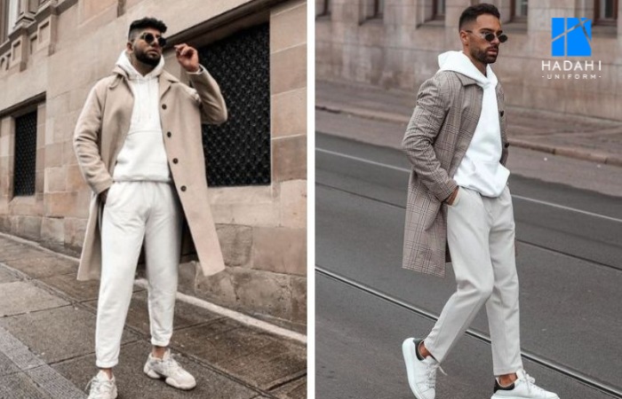 Phối áo hoodie nam với áo khoác dạ dáng dài