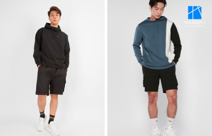 Áo hoodie nam phối với quần short