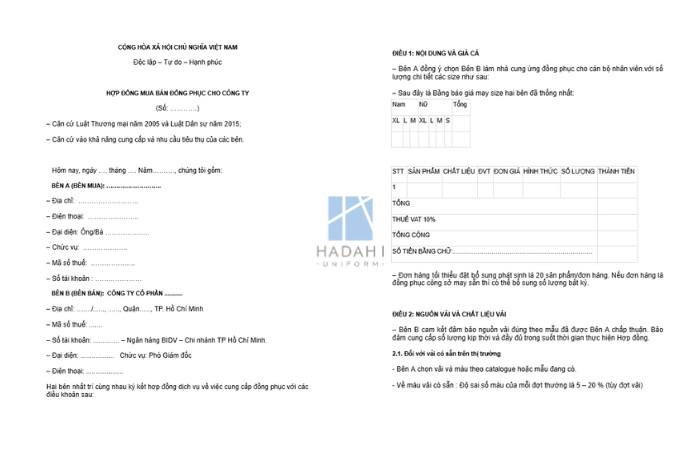 Link tải mẫu hợp đồng đo may đồng phục công ty 1