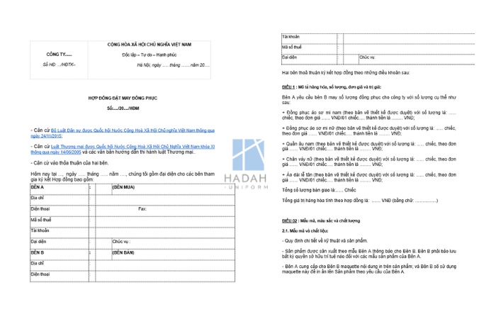 mẫu hợp đồng đo may đồng phục công ty 2