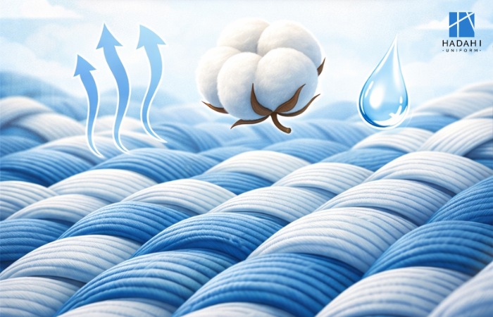 Poly-cotton cao cấp - cân bằng giữa độ bền và hút ẩm