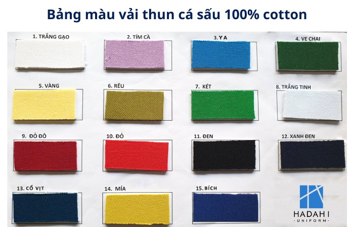 Bảng màu vải thun cá sấu 100% cotton
