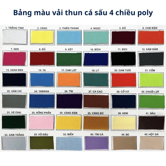 Bảng màu vải thun cá sấu poly