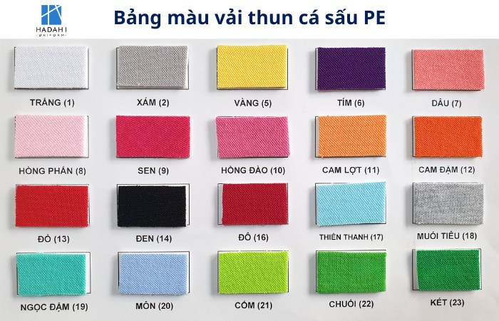 Bảng màu vải thun cá sấu PE