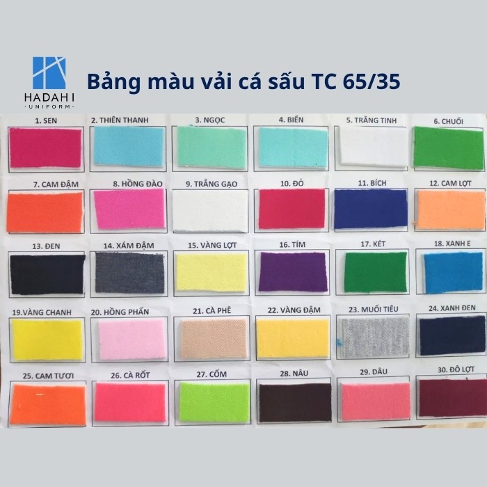 Bảng màu vải cá sấu TC 65/35