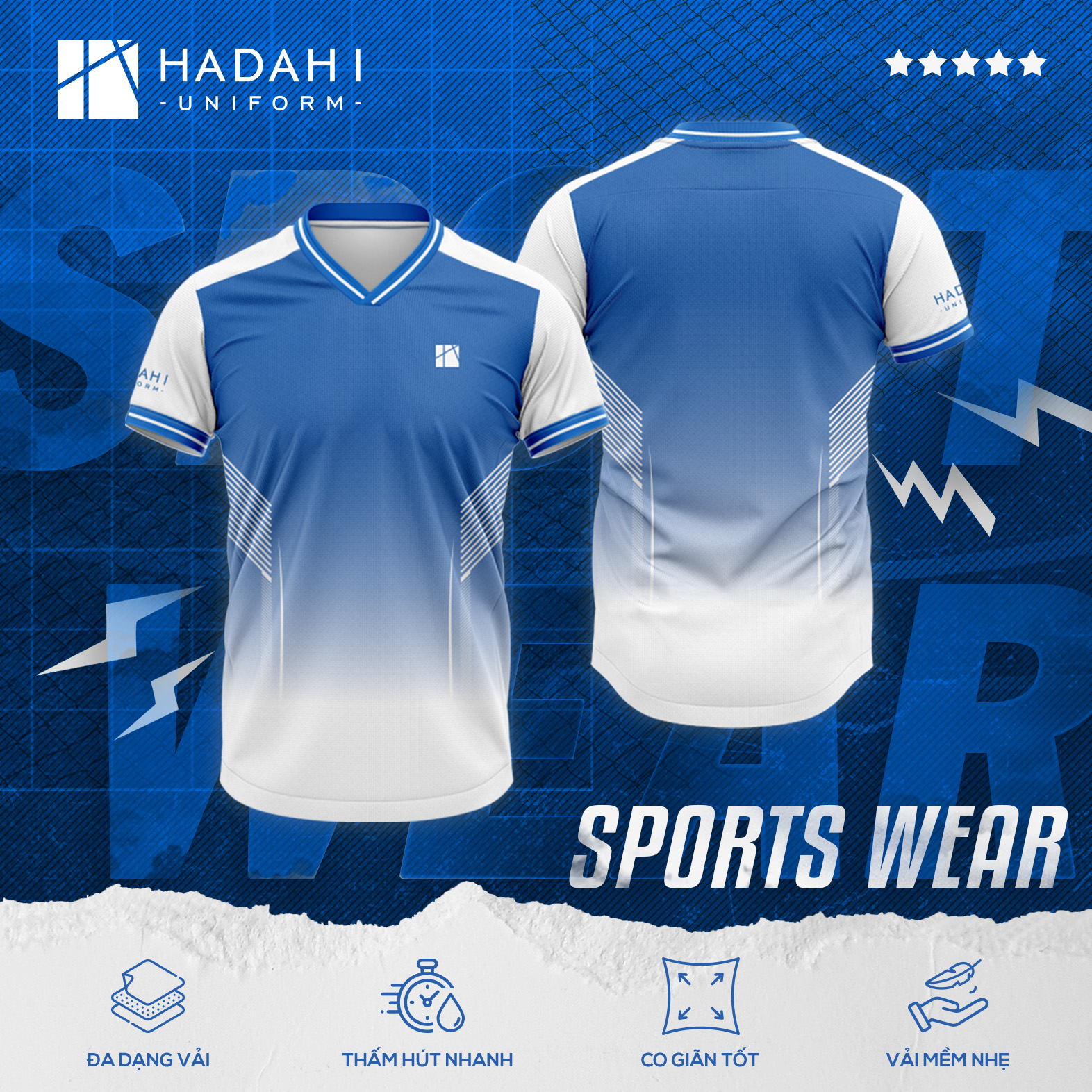 Mẫu áo thun thể thao đồng phục cổ tròn mới nhất - Sport Wear 002