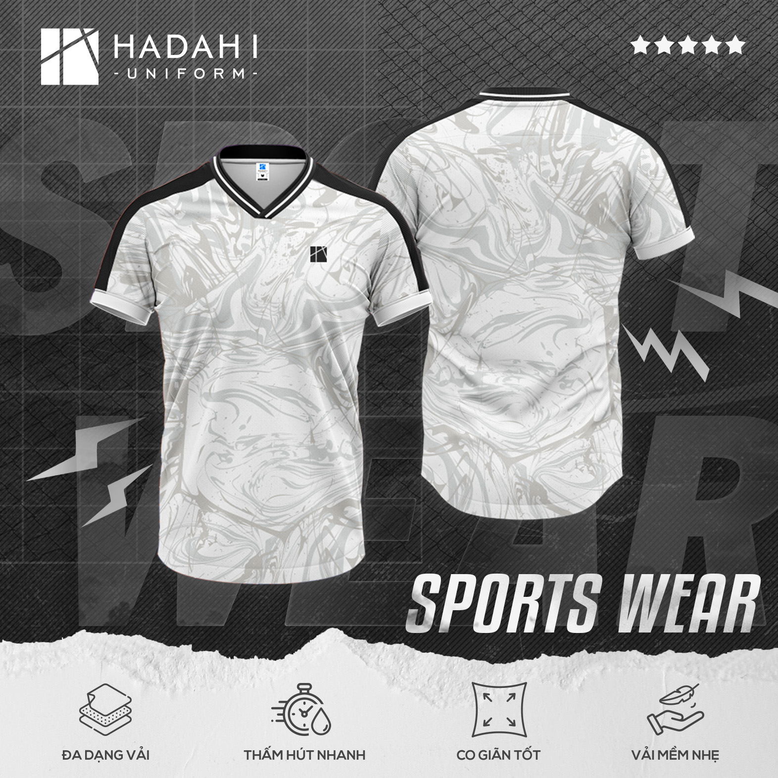 Mẫu áo thun thể thao đồng phục cổ chữ V mới nhất - Sport Wear 006
