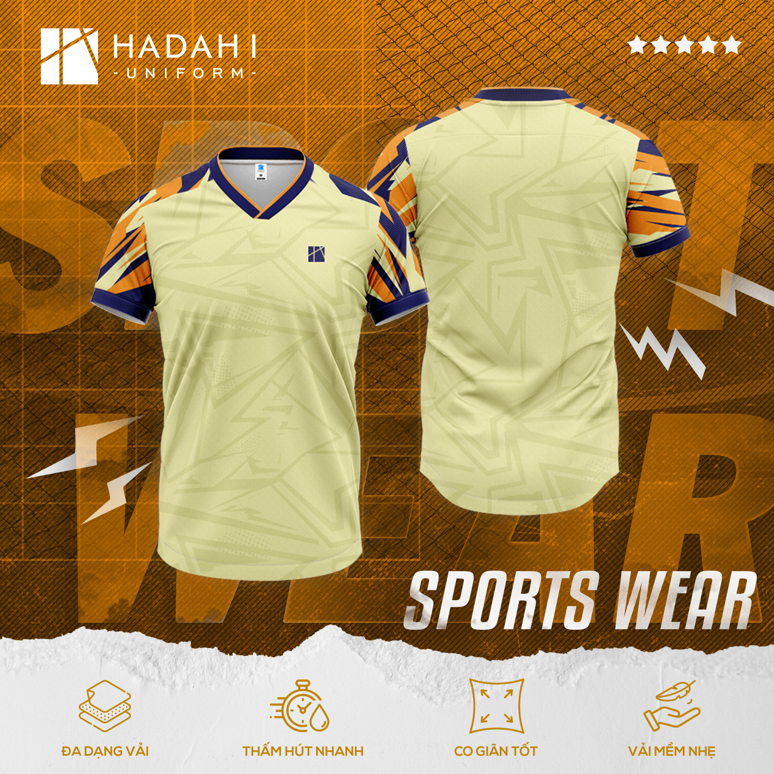 Mẫu áo thun thể thao đồng phục cổ chữ V mới nhất - Sport Wear 010