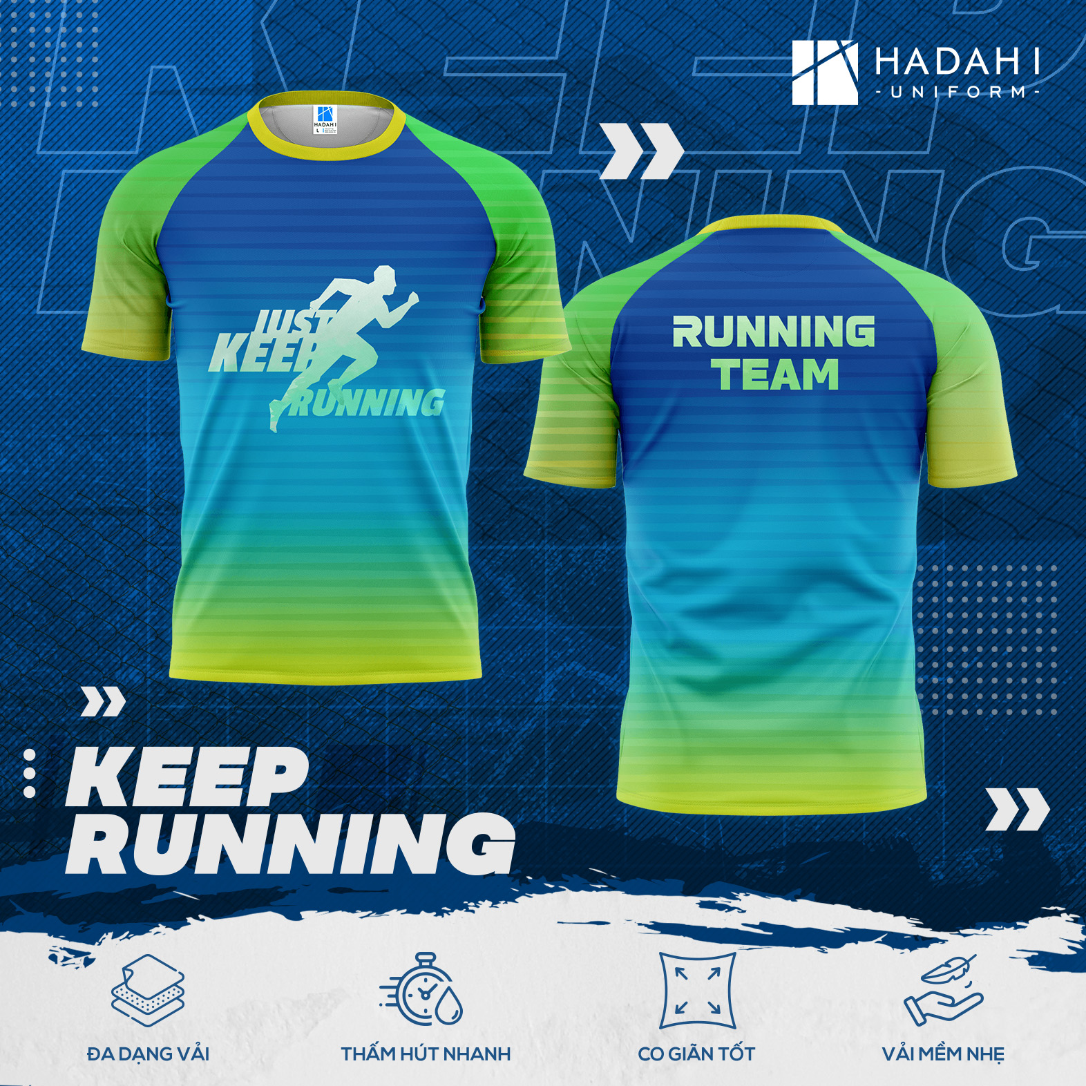 Mẫu áo thun thể thao đồng phục cổ tròn mới - Keep Running 001
