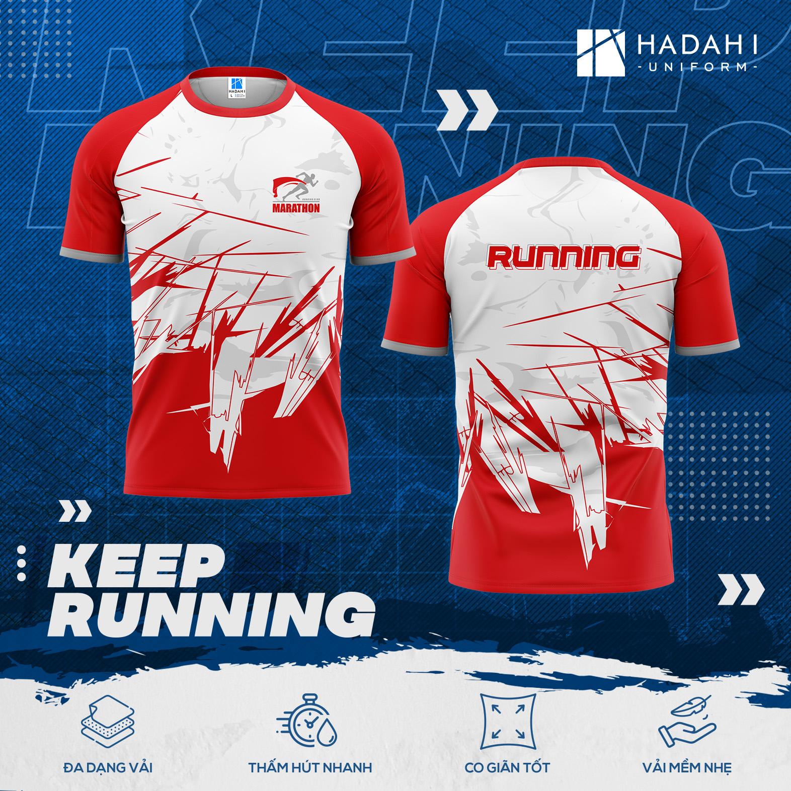 Mẫu áo thun thể thao đồng phục cổ tròn mới - Keep Running 005
