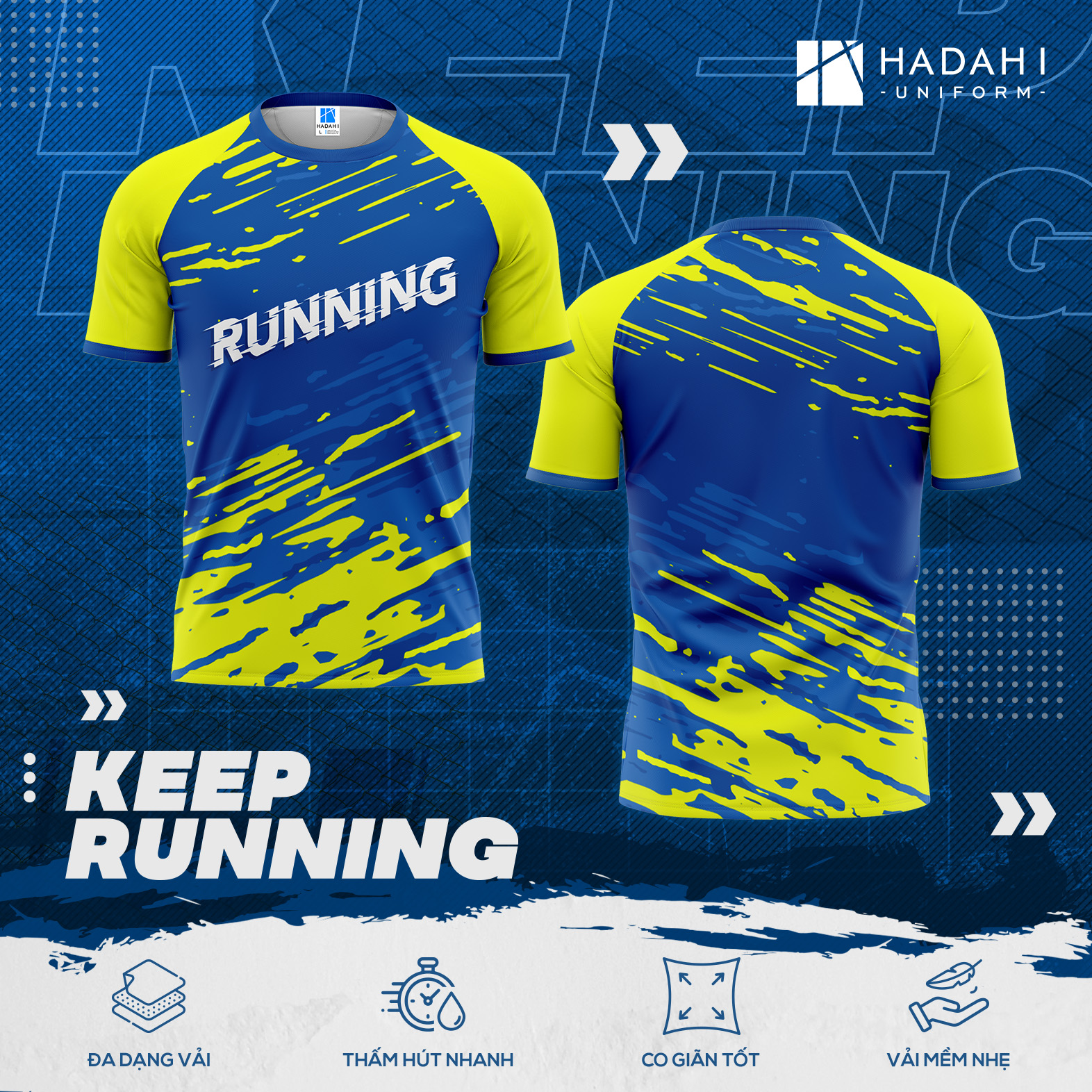 Mẫu áo thun thể thao đồng phục cổ tròn mới - Keep Running 008