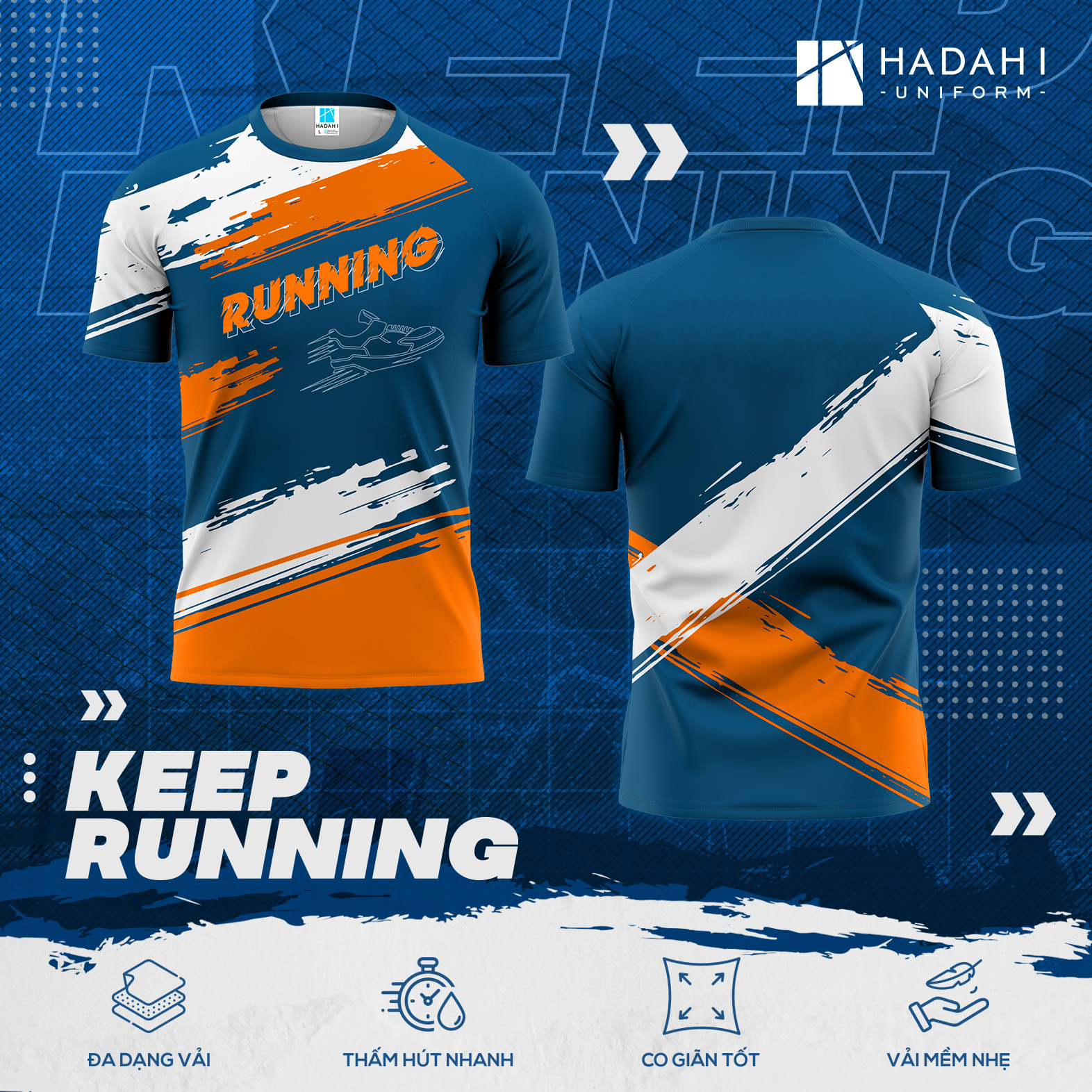 Mẫu áo thun thể thao đồng phục cổ tròn mới - Keep Running 009