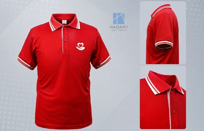 Áo đồng phục polo đỏ tươi năng động