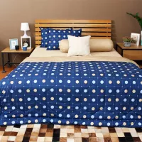 Bộ chăn drap bọc chằn gòn Cuscino COTTON151CG 160 x 200 cm (Xanh phối kem)