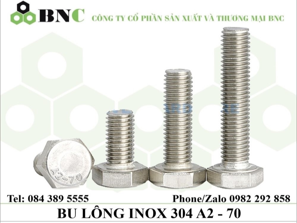 Bu lông inox 304 A2 70