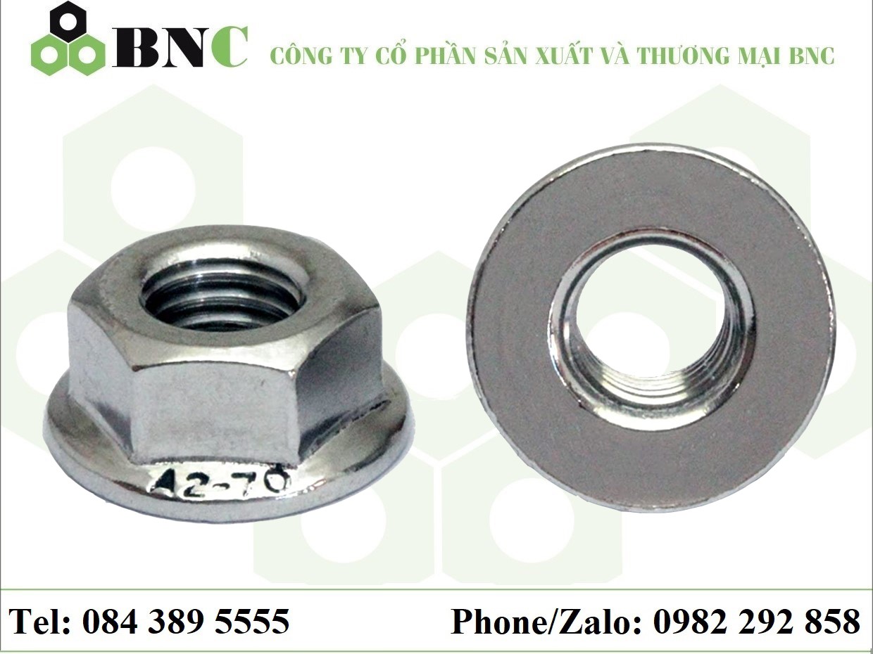 ĐAI ỐC LIỀN LONG ĐEN DIN 6923 VẬT LIỆU INOX 304