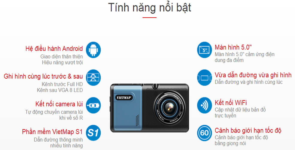 Camera hành trình 5 trong 1 Vietmap A50