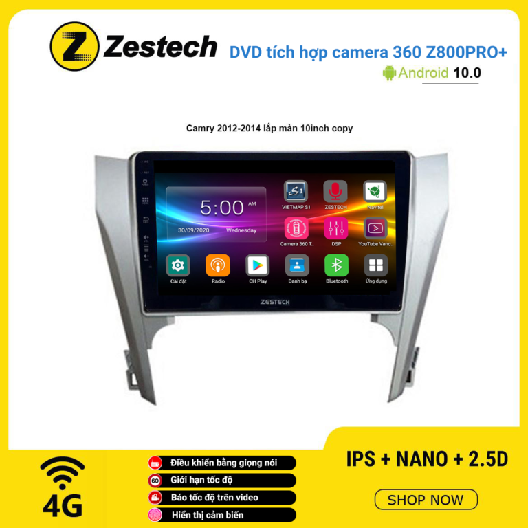 Màn hình DVD Zestech tích hợp Cam 360 Z800 Pro+ Camry 2012 -2014