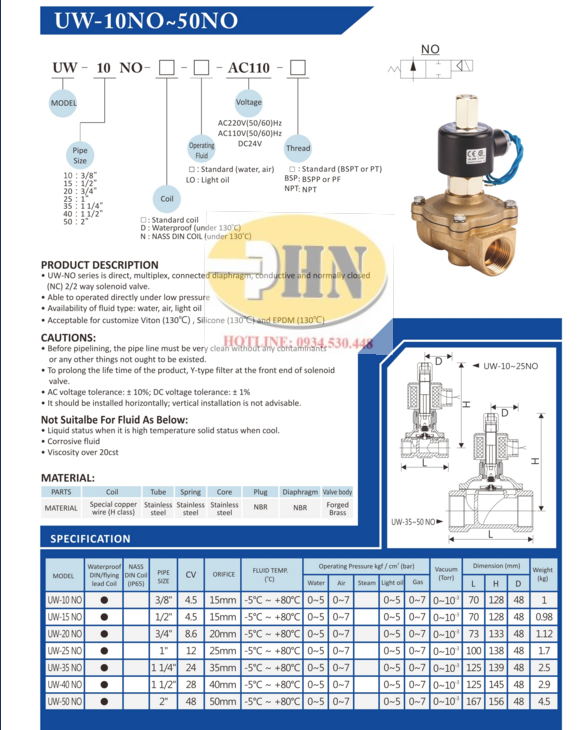 UW-10NO Catalog
