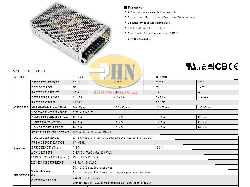 bộ nguồn 1 chiều D-120B PDF