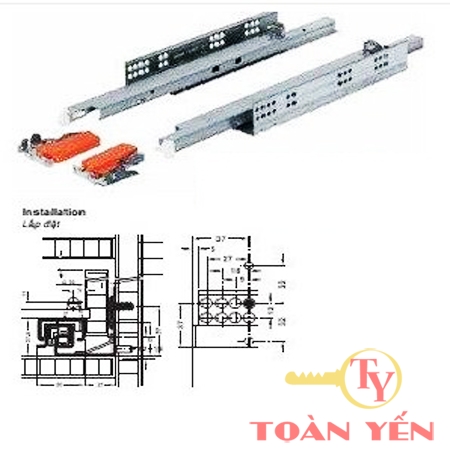 Ray âm Blum giảm chấn, 300mm