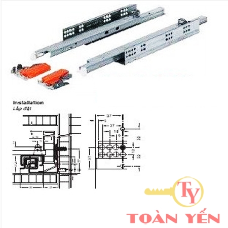 Ray âm Blum giảm chấn, 550mm