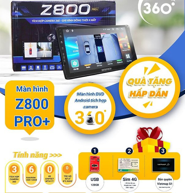 Màn Hình Zestech Z800 Pro Tích Hợp Camera 360