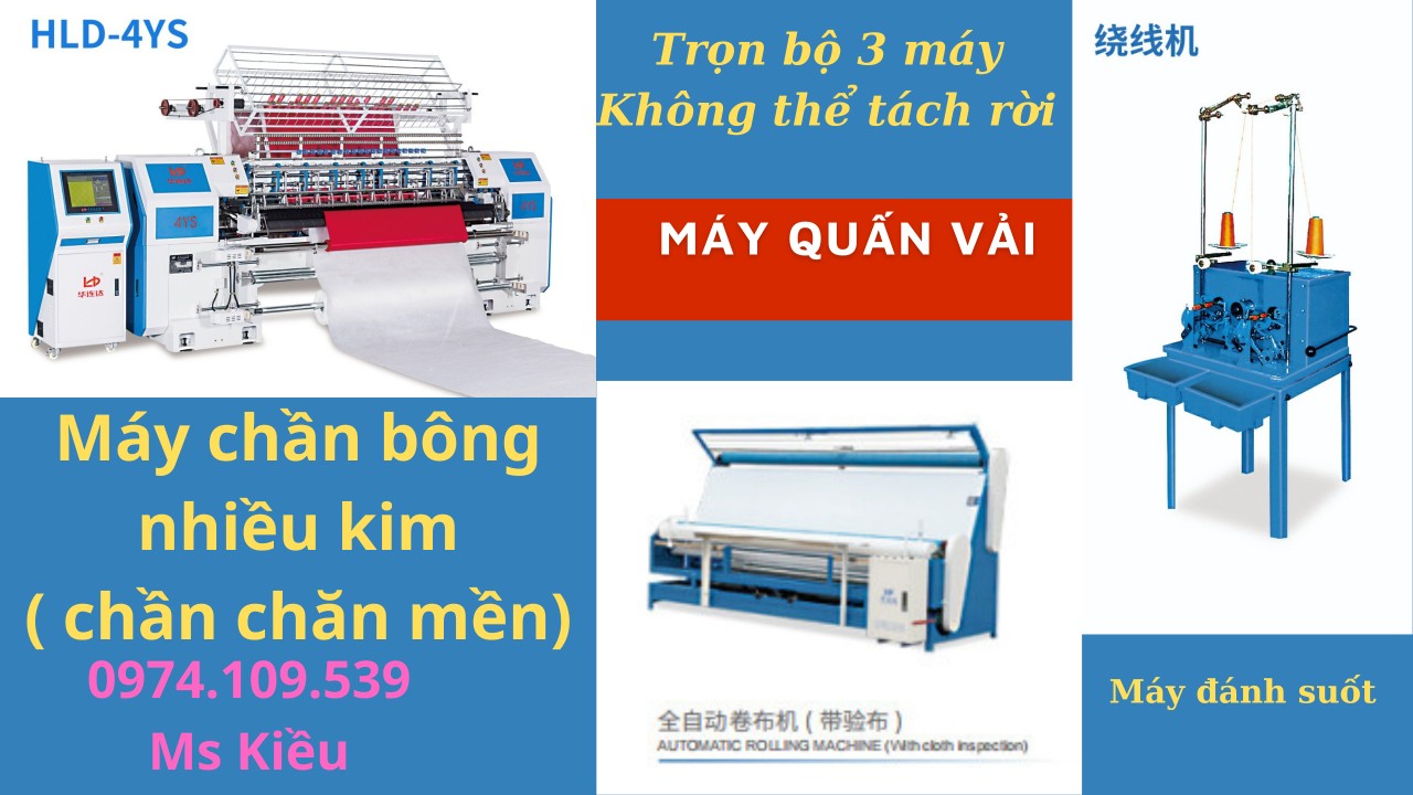 TRỌN BỘ MÁY CHẦN GÒN NHIỀU KIM VÀ MÁY CẮT 2 BIÊN VÀ MÁY CẮT NGANG