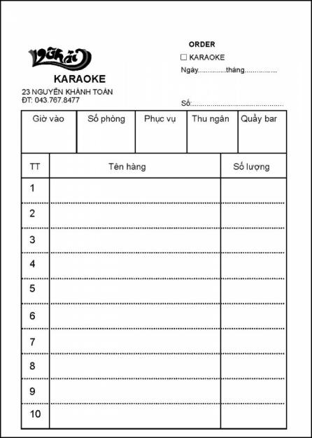 in order quán karaoke